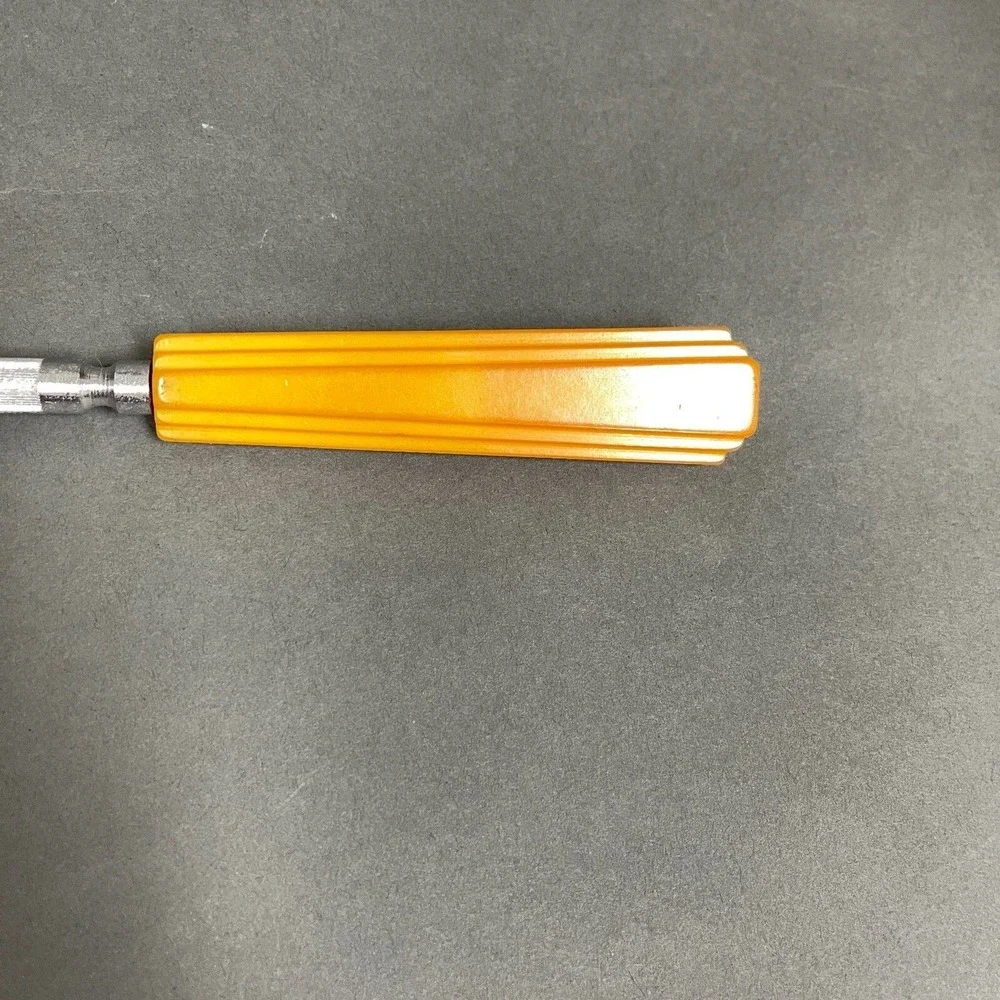Vintage Knife Sharpener‎ Yellow Bakelite? Stainless Steel